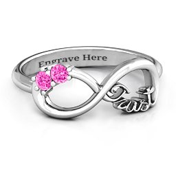 Trust Infinity Ring in 925 Sterling Silver with Pink Tourmaline