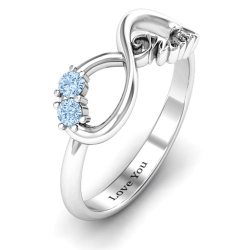 Trust Infinity Ring – Sterling Silver with Aquamarine