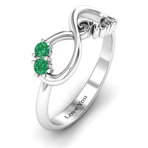 Trust Infinity Ring – Sterling Silver with Emerald