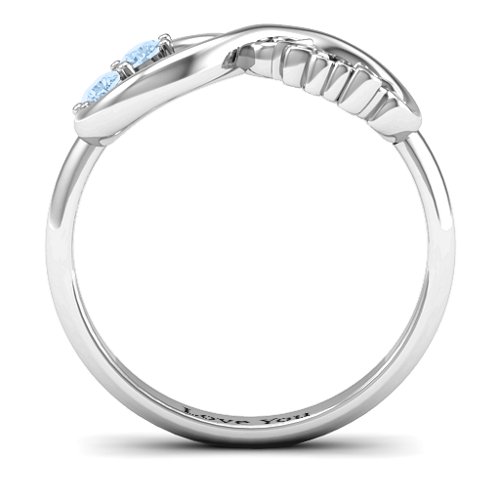 Trust Infinity Ring – Sterling Silver with Aquamarine