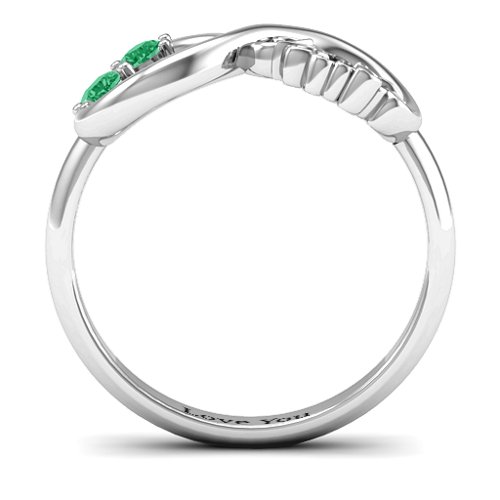 Trust Infinity Ring – Sterling Silver with Emerald