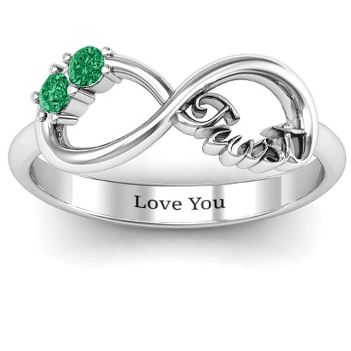 Trust Infinity Ring – Sterling Silver with Emerald
