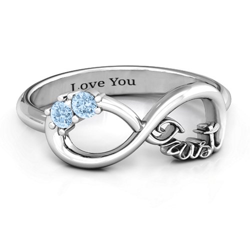 Trust Infinity Ring – Sterling Silver with Aquamarine