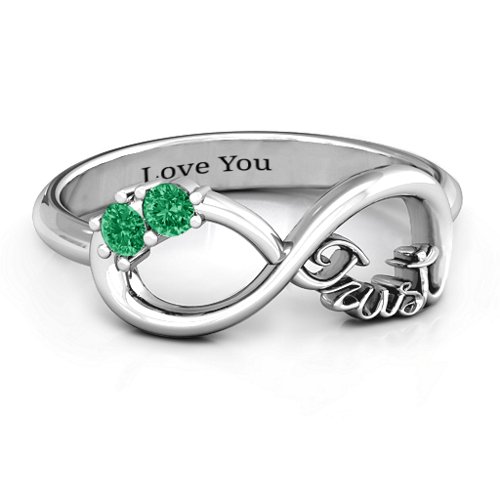 Trust Infinity Ring – Sterling Silver with Emerald