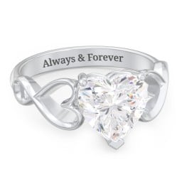 Heart Shaped Stone with Interwoven Heart Infinity Band Ring