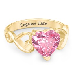 Heart Shaped Stone with Interwoven Heart Infinity Band Ring