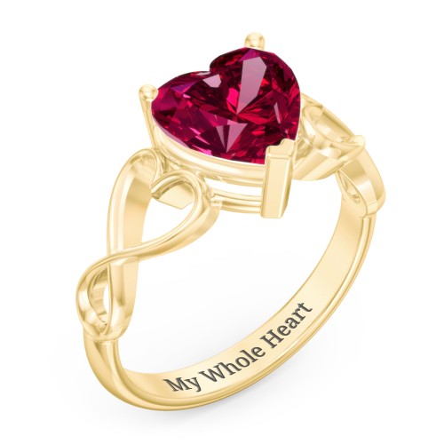 Heart Shaped Stone with Interwoven Heart Infinity Band Ring