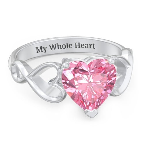 Heart Shaped Stone with Interwoven Heart Infinity Band Promise Ring
