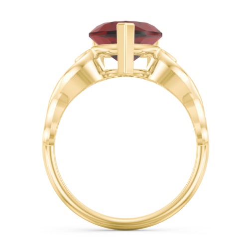 Heart Shaped Stone with Interwoven Heart Infinity Band Ring – 18K Gold Plated Silver with Red Premium Zirconia