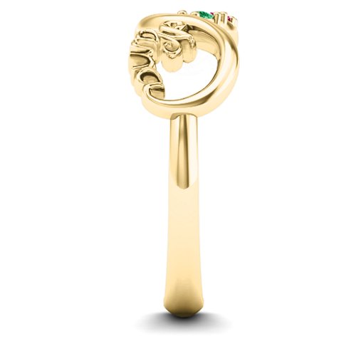 2-10 Stone Nana Infinity Ring – 10K Yellow Gold with Emerald and Ruby