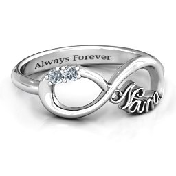 2-10 Stone Nana Infinity Ring in 925 Sterling Silver with Diamond, Cubic Zirconia, Amethyst, Pink Tourmaline, Blue Sapphire, and Aquamarine