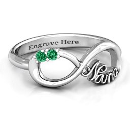 2-10 Stone Nana Infinity Ring in 925 Sterling Silver with Emerald, Cubic Zirconia, Amethyst, Pink Tourmaline, Blue Sapphire, and Aquamarine