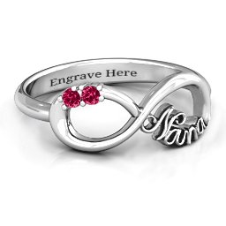 2-10 Stone Nana Infinity Ring in 925 Sterling Silver with Ruby, Cubic Zirconia, Amethyst, Pink Tourmaline, Blue Sapphire, and Aquamarine