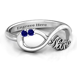 2-10 Stone Nana Infinity Ring in 925 Sterling Silver with Blue Sapphire, Cubic Zirconia, Amethyst, Pink Tourmaline, and Aquamarine