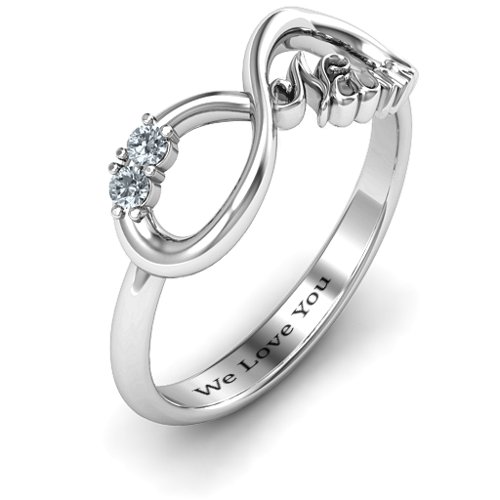2-10 Stone Nana Infinity Ring – Sterling Silver with Diamond