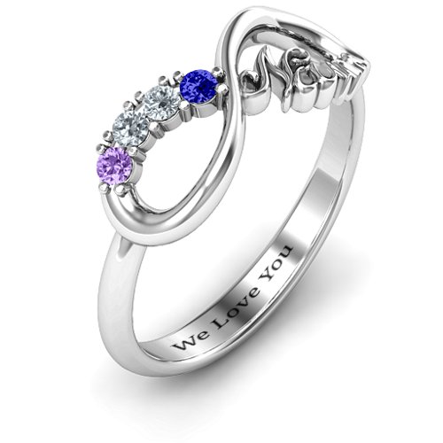 2-10 Stone Nana Infinity Ring – Sterling Silver with Blue Sapphire, Cubic Zirconia, and Amethyst
