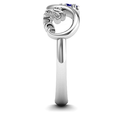 2-10 Stone Nana Infinity Ring – Sterling Silver with Blue Sapphire