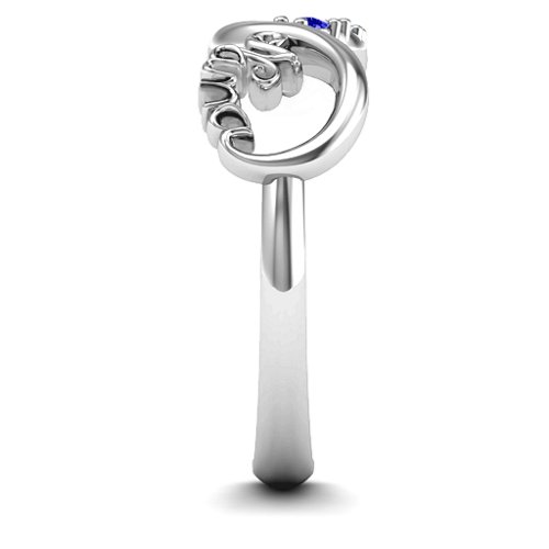 2-10 Stone Nana Infinity Ring – Sterling Silver with Blue Sapphire, Cubic Zirconia, and Amethyst