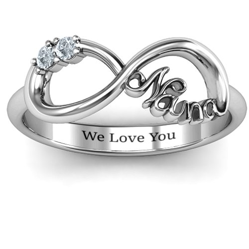 2-10 Stone Nana Infinity Ring – Sterling Silver with Diamond