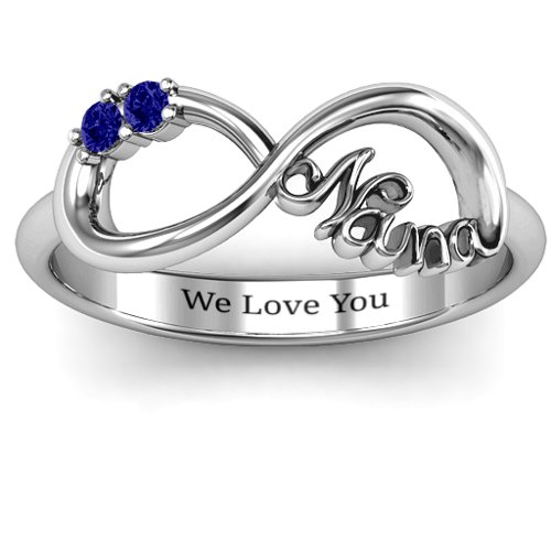2-10 Stone Nana Infinity Ring – Sterling Silver with Blue Sapphire