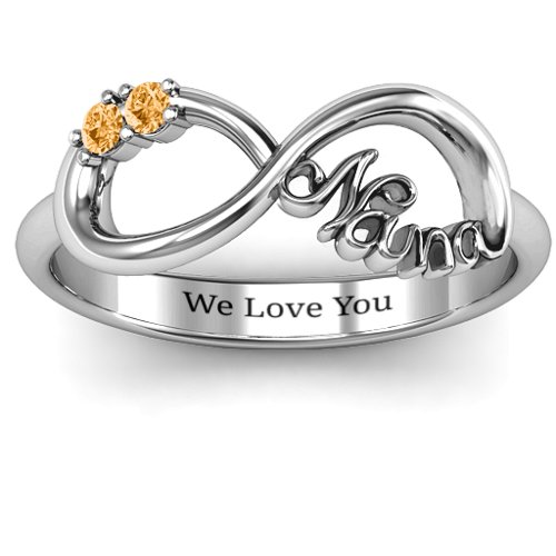 2-10 Stone Nana Infinity Ring – Sterling Silver with Citrine