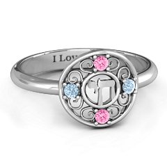 Chai Filigree Ring – Sterling Silver with Pink Tourmaline and Aquamarine