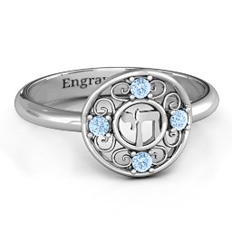 Chai Filigree Ring in 925 Sterling Silver with Aquamarine