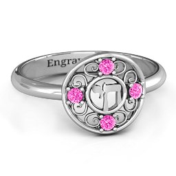 Chai Filigree Ring in 925 Sterling Silver with Pink Tourmaline