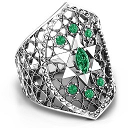 Star of David Lattice Ring in 925 Sterling Silver with Emerald
