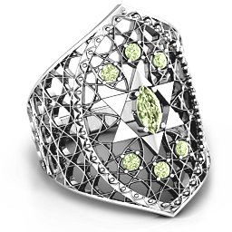 Star of David Lattice Ring in 925 Sterling Silver with Peridot