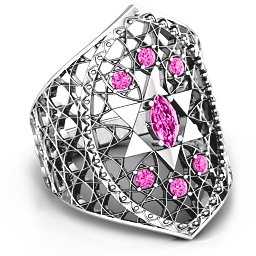 Star of David Lattice Ring in 925 Sterling Silver with Pink Tourmaline