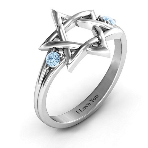 Classic Star of David Ring – Sterling Silver with Aquamarine