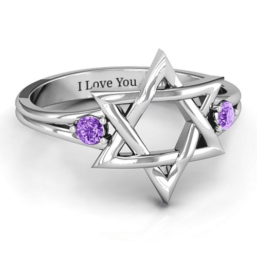 Classic Star of David Ring – Sterling Silver with Amethyst