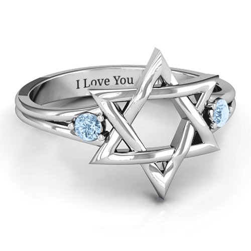Classic Star of David Ring – Sterling Silver with Aquamarine