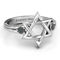 Classic Star of David Ring in 925 Sterling Silver with Alexandrite