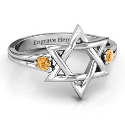 Classic Star of David Ring in 925 Sterling Silver with Citrine