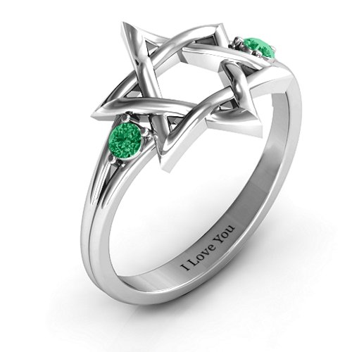Classic Star of David Ring – Sterling Silver with Emerald