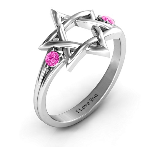 Classic Star of David Ring – Sterling Silver with Pink Tourmaline