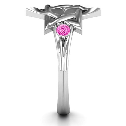 Classic Star of David Ring – Sterling Silver with Pink Tourmaline