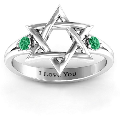 Classic Star of David Ring – Sterling Silver with Emerald
