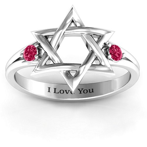 Classic Star of David Ring – Sterling Silver with Ruby
