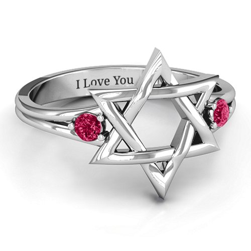 Classic Star of David Ring – Sterling Silver with Ruby