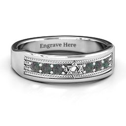 Star of David Band Ring in 925 Sterling Silver with Alexandrite