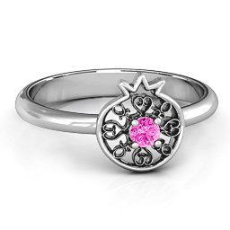 Pomegranate with Filigree Ring in 925 Sterling Silver with Pink Tourmaline