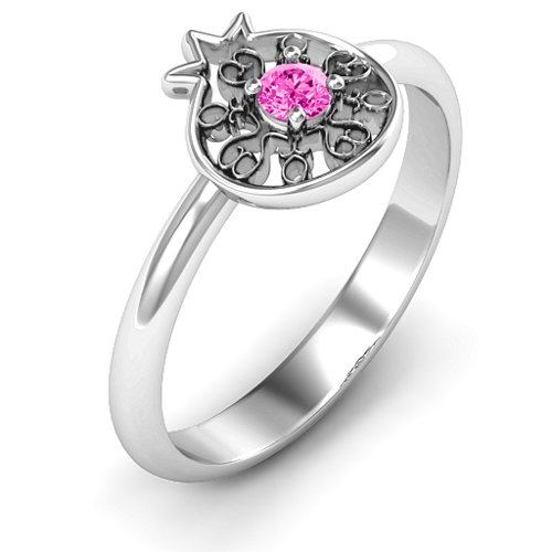 Pomegranate with Filigree Ring – Sterling Silver with Pink Tourmaline