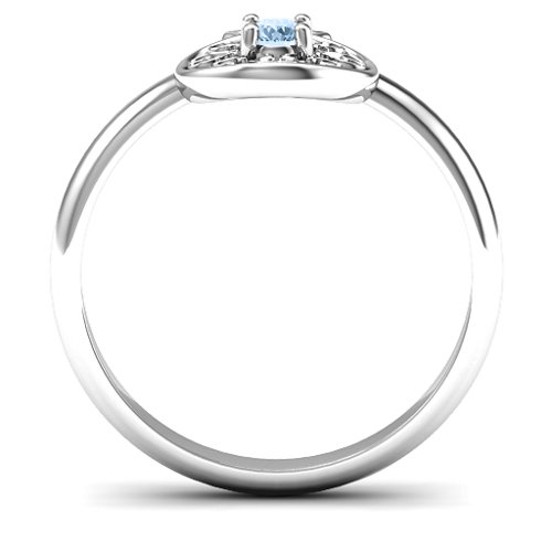 Pomegranate with Filigree Ring – Sterling Silver with Aquamarine