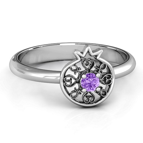 Pomegranate with Filigree Ring – Sterling Silver with Amethyst