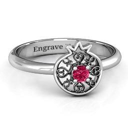 Pomegranate with Filigree Ring in 925 Sterling Silver with Ruby