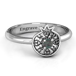 Pomegranate with Filigree Ring in 925 Sterling Silver with Alexandrite
