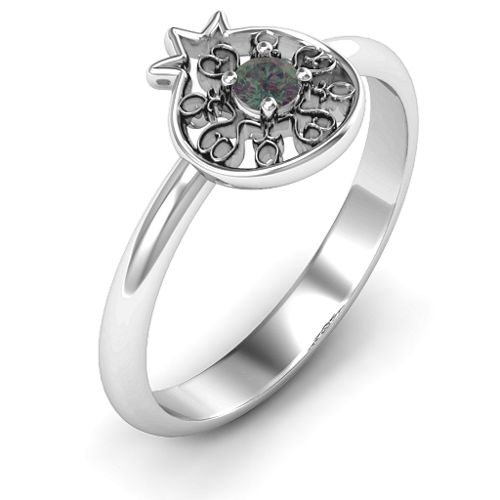 Pomegranate with Filigree Ring – Sterling Silver with Alexandrite